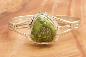 Navajo Jewelry Genuine Sonoran Turquoise Sterling Silver Bracelet